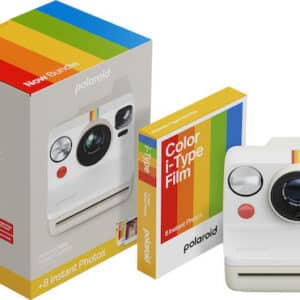 Polaroid Now Gen 3 Pebble White + Color Film Bundle (8 photos)