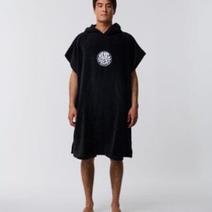 Logo Hooded Towel Poncho – Negru