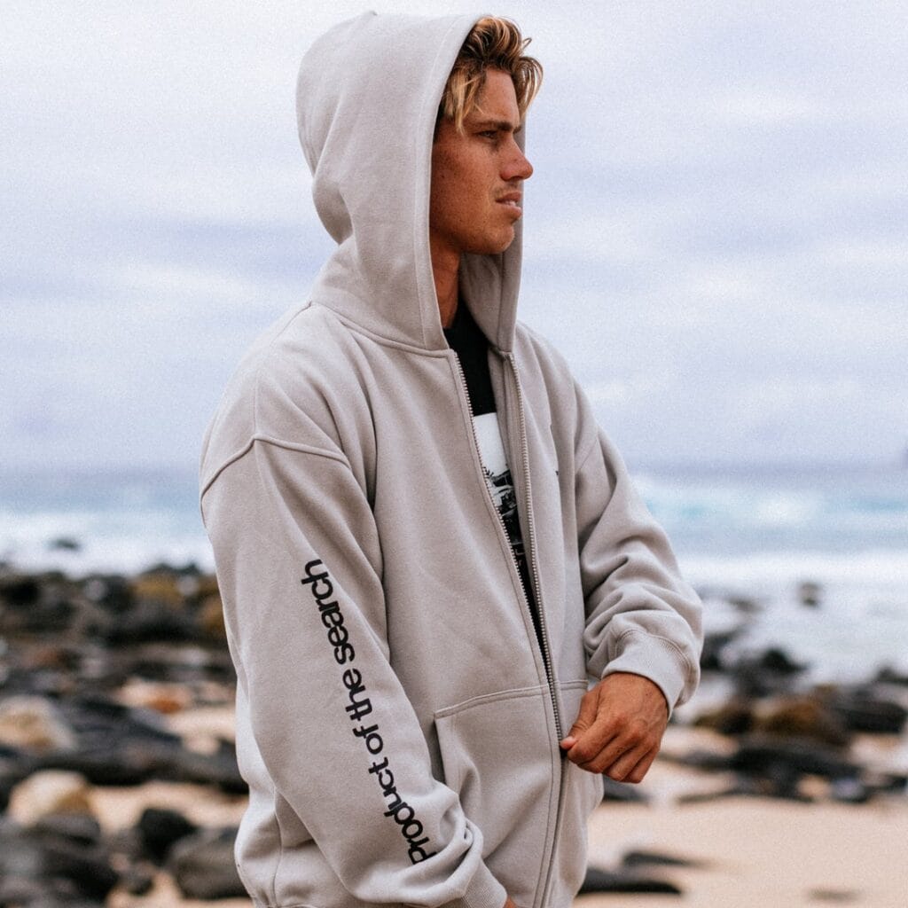Rip Curl Search Zip Thru Hood Fleece – Stone