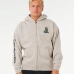 Rip Curl Search Zip Thru Hood Fleece – Stone - imagine 5