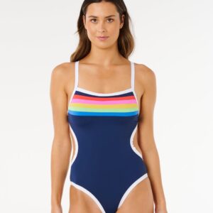 Surf Stripe Cheeky One Piece – Dark Navy