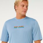 Rip Curl Icons Of Surflite UPF50 Short Sleeve Rash Vest – Faded Denim - imagine 6