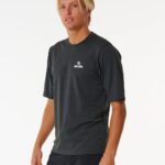 Rip Curl Stack UPF50 Short Sleeve Rash Vest – Black Marle - imagine 1