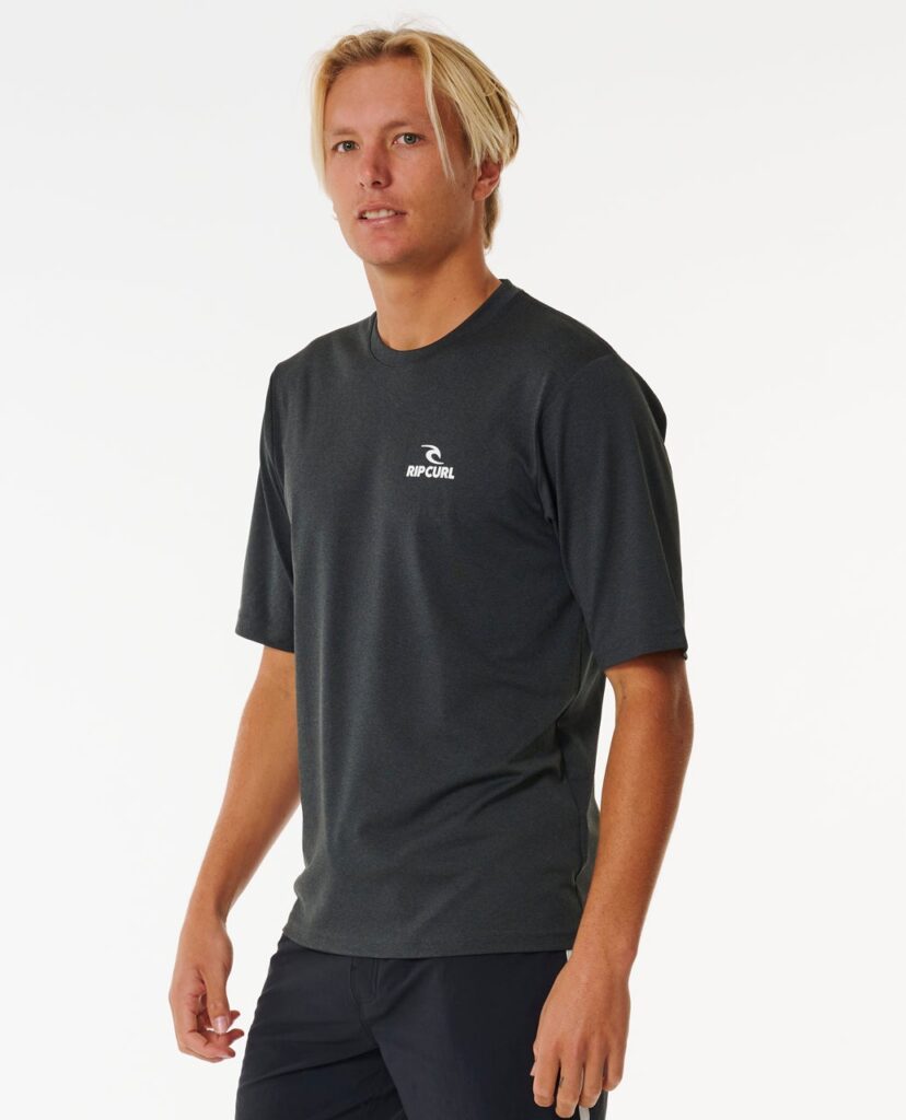 Rip Curl Stack UPF50 Short Sleeve Rash Vest – Black Marle
