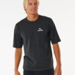 Rip Curl Stack UPF50 Short Sleeve Rash Vest – Black Marle - imagine 3